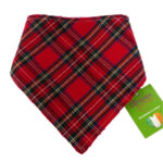 Dimples dog bandana Red tartan checkers front