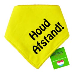 Gele hondenbandana – houd afstand